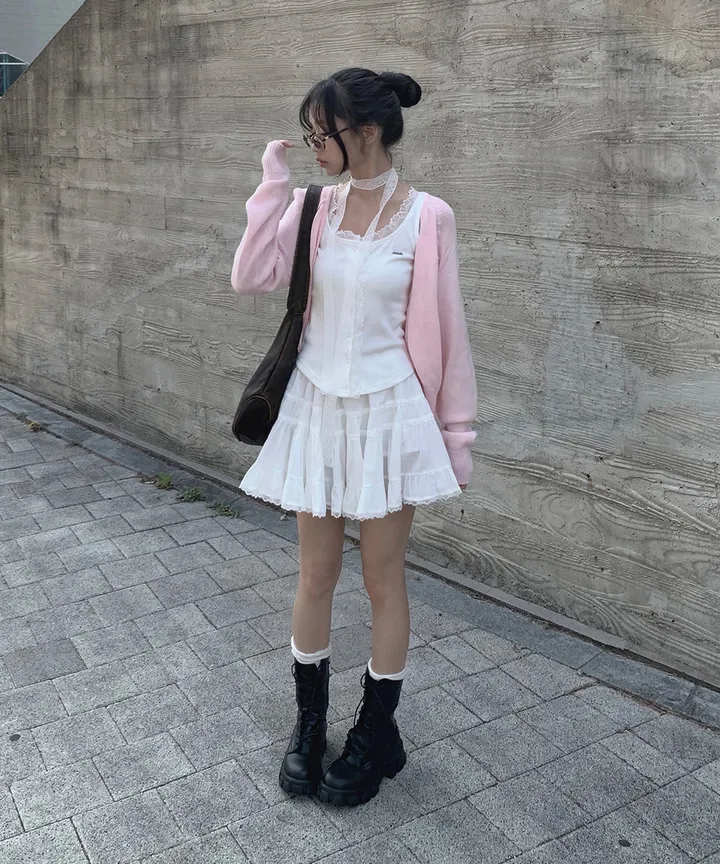 [데일리🫧벚꽃룩] 부코 펜던트 브이넥 니트 가디건 봄 가을 / 벚꽃룩 개강룩 데이트룩 여름가디건 여름니트 클래식블랑 상세 이미지 31