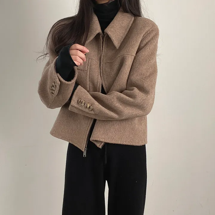 (오버핏,울100) 보들 데일리 핸드메이드 숏코트 상세 이미지 7