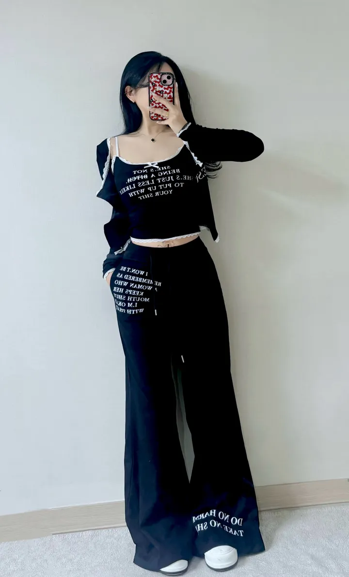 *컬러추가/선주문할인🖤* 레터링 쓰리피스세트 3color *글램/로우핏* 상세 이미지 5