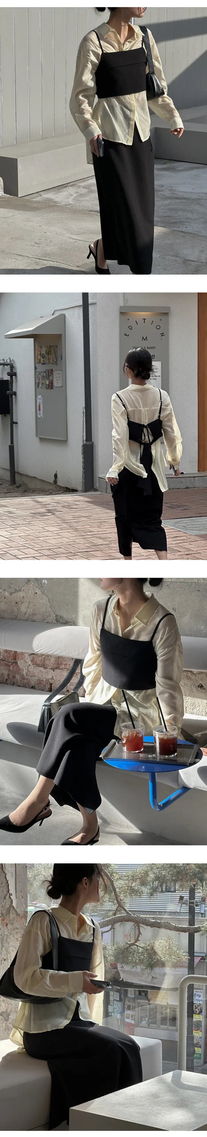 하객시즌빅세일!🍀[여름 하객룩🍀분위기템/세트상품]레이어드 트임끈 원피스 세인 뷔스티에 랩 투피스 상세 이미지 8