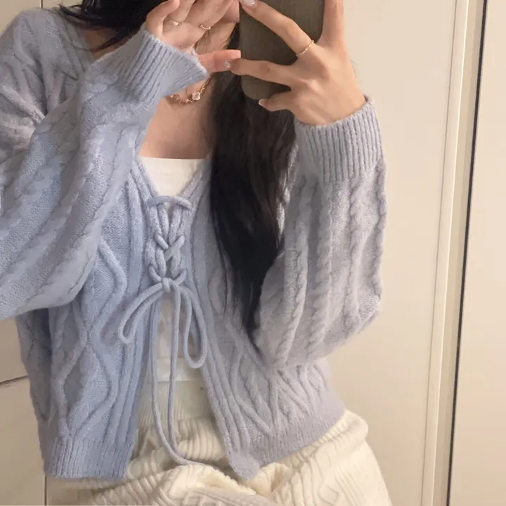 주문폭주🍓[3000장 돌파!!] 딸기우유 머금은 색감, 모아 울 꽈배기 리본 니트 가디건 상세 이미지 24