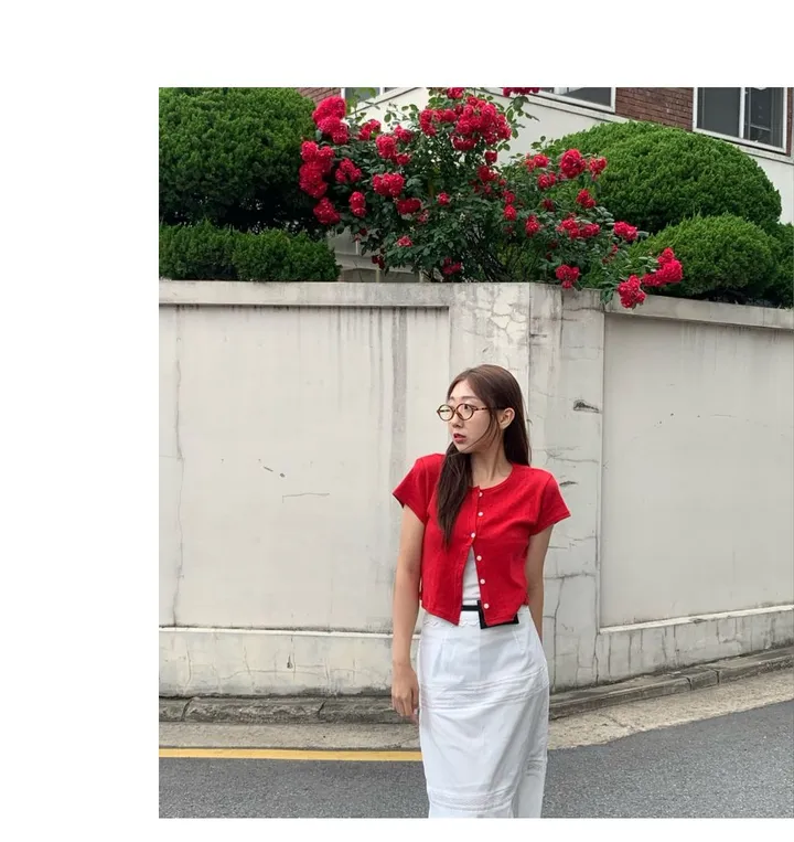 당일발송🌹[플라워 펀칭] 로지 반팔 가디건 - 4컬러 봄 여름 가을 상세 이미지 4