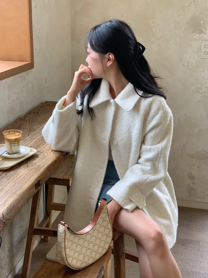 [울 40%][누빔안감] 페이버 부클 오버핏 하프 코트 하객룩 (3 color) 상세 이미지 23