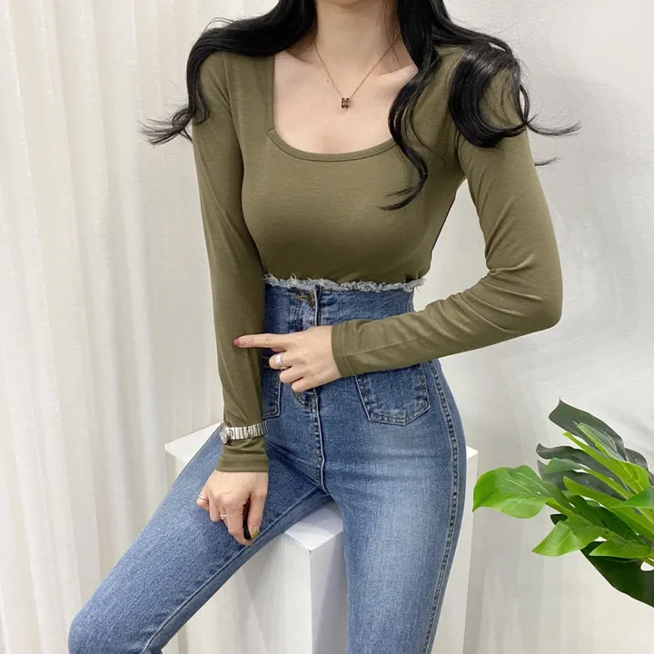 🚀당일발송🚀[묶음할인/11컬러] 조이 봄 가을 뉴 스퀘어넥 긴팔 티셔츠 이너티 상세 이미지 50