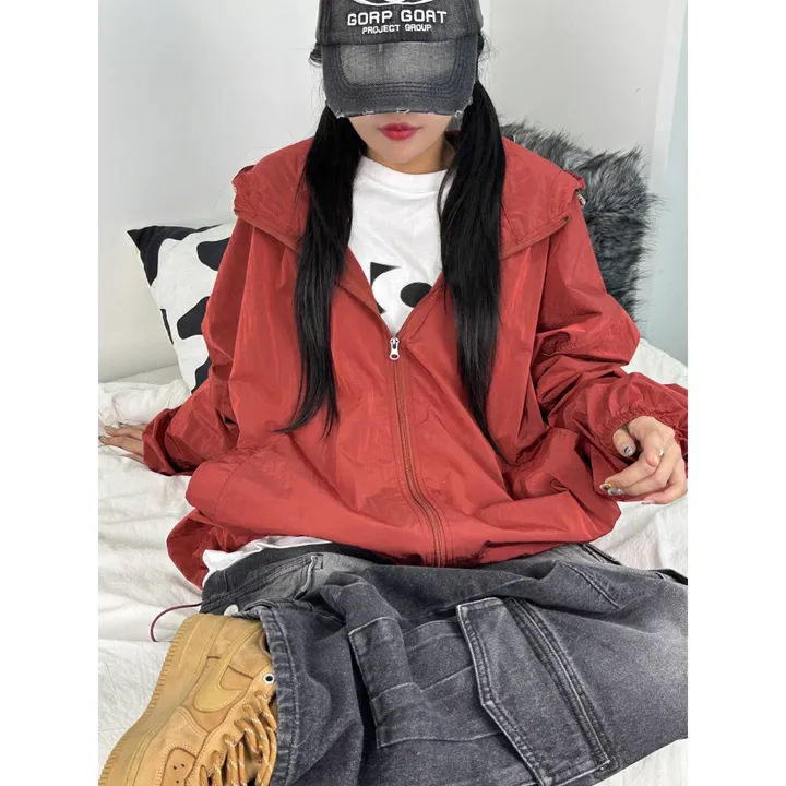 [재진행/UNISEX]고프 후드 루디 컬러 힙 윈드 집업 점퍼(chacoal,wine,blue) 상세 이미지 15