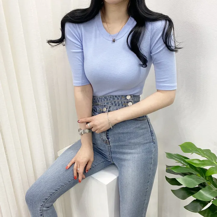 🚀당일발송🚀[묶음할인/데일리] 봄 여름 메이 부들 샤베트 5부 티셔츠 이너티 상세 이미지 40