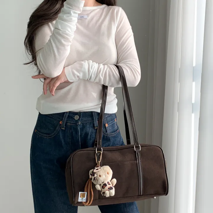 키링할인 스웨이드 보스턴 스퀘어 숄더백 보부상 가방 빈티지 어텀 드뮤어룩 SQ003 상세 이미지 12
