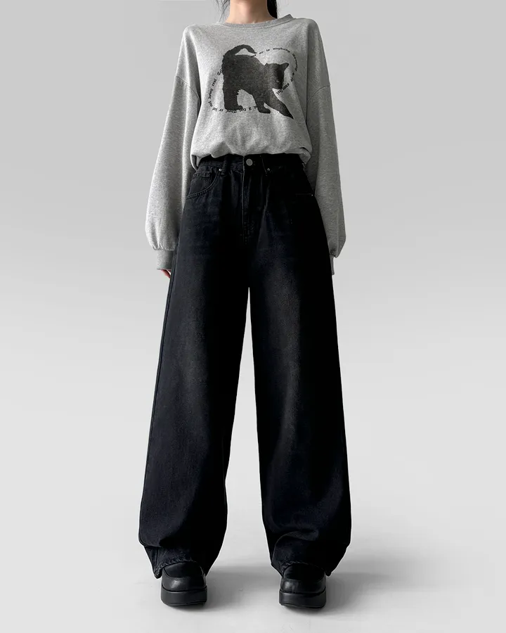 [3기장/~3XL] 스모크 워싱 와이드 정핏 일자 캐쥬얼 데일리 데님 팬츠 바지 상세 이미지 46