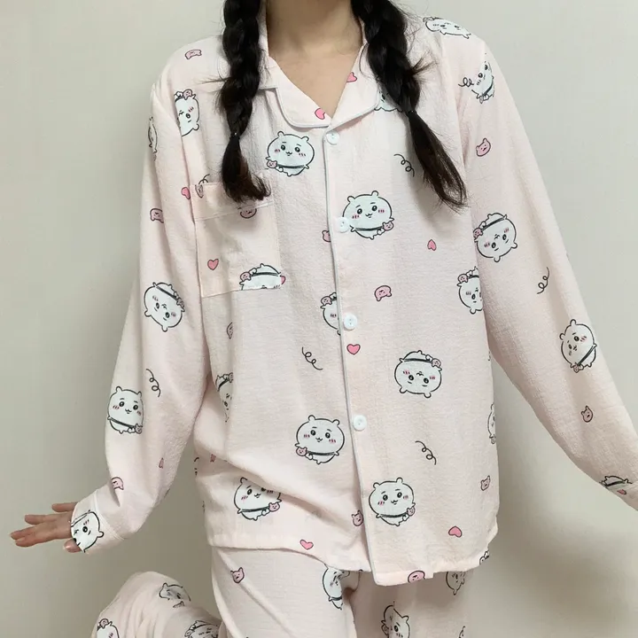 [🔥당일출고🔥/3컬러!] 먼작귀 치이카와 하치와레 우사기 생일선물 지지미 긴팔 긴바지 잠옷 파자마 홈웨어 세트 상세 이미지 6
