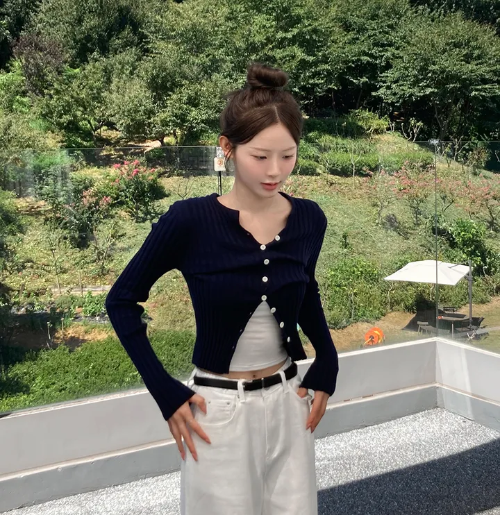 [청순핏/부들부들-/색감강추] 크루아 슬림핏 라운드넥 골지 니트 긴팔 가디건 7colors 상세 이미지 27