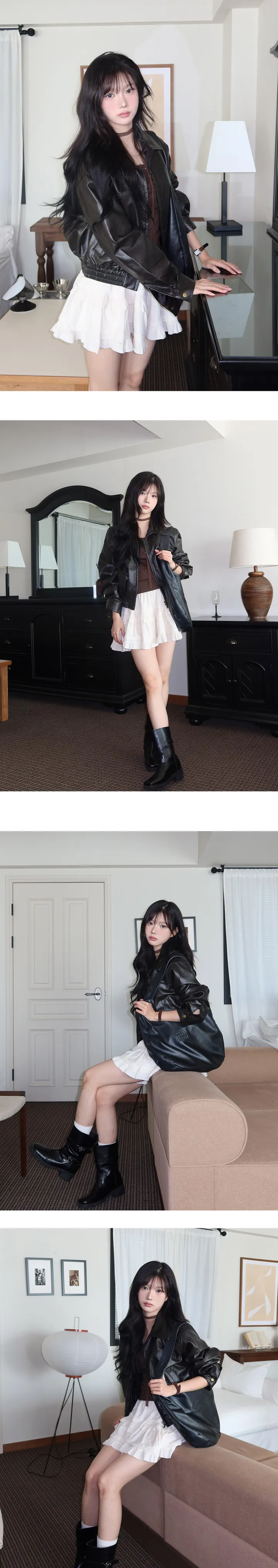 투엔 투웨이 집업 카라 레더 자켓 - 2color 상세 이미지 6