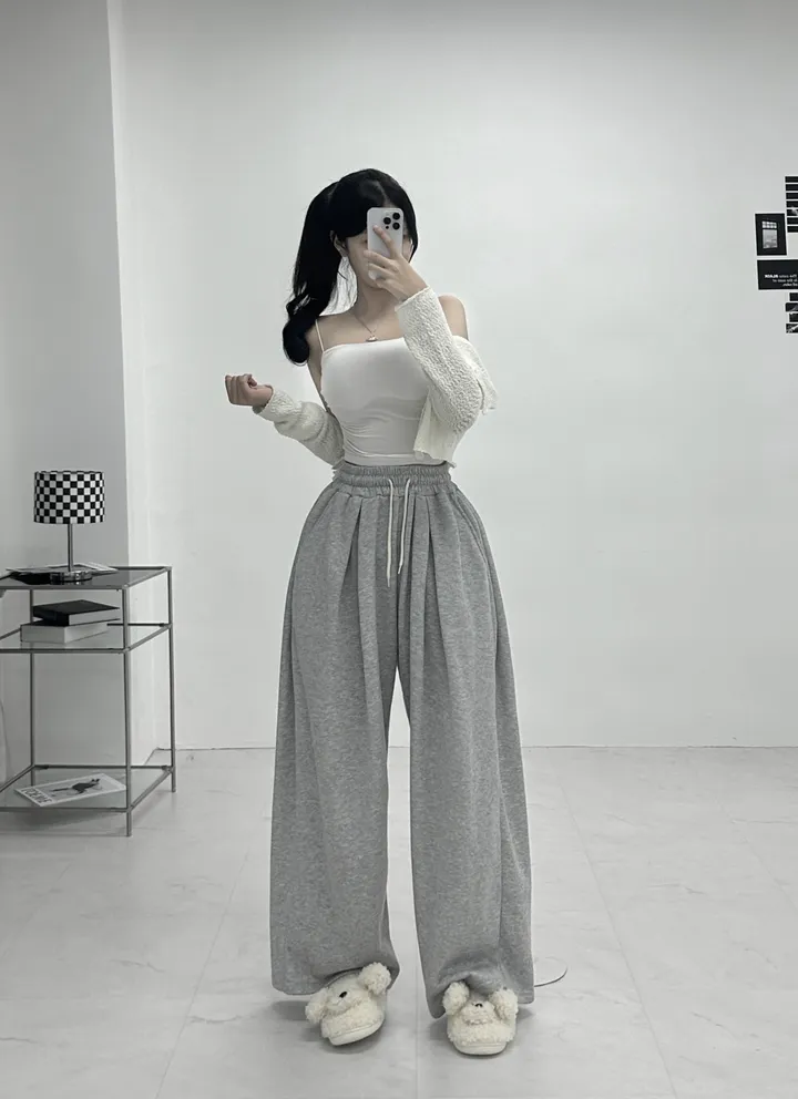 [재구매율증명/3만장돌파🌸/여름강추템] 더블 허얇골넓핏 와이드 하이웨스트 핀턱 사이드핀턱 오버핏 트레이닝 밴딩 팬츠 상세 이미지 18