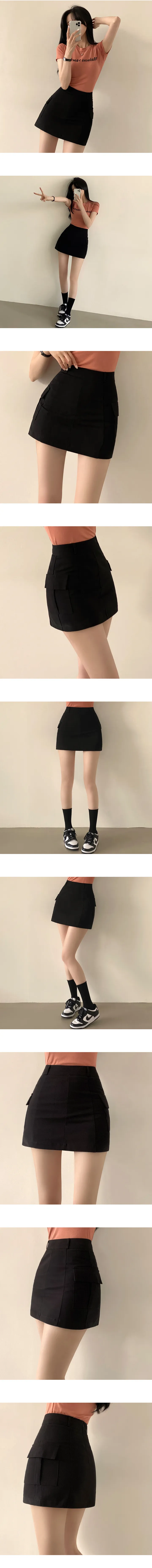 [속바지o/기장선택,2XL까지] Y2K감성! 하이웨스트 포켓 카고 미니스커트 (4color) 상세 이미지 7
