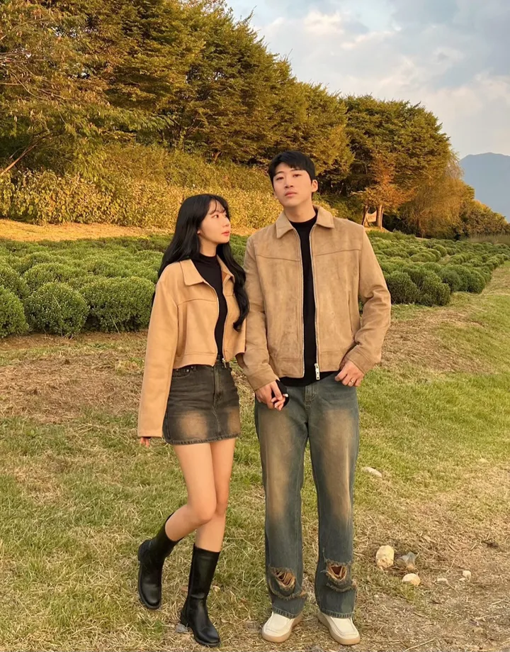 당일출고![단독/시밀러룩] 봄 가을 스웨이드 자켓 크롭 오버핏 워싱 청치마 청바지 커플룩 상세 이미지 12