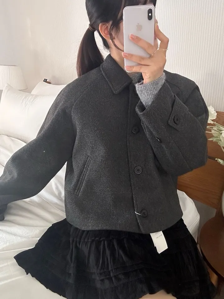 [아방루즈핏/💞러블리] 머스 카라 숏 코트 자켓 모직코트 상세 이미지 45