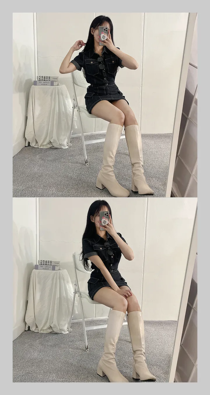 [남방+스커트 SET] 스킬 데님 반팔 남방 셔츠 + 데님 카고 스커트 투피스 세트 (단품or세트구매/2color) 상세 이미지 16