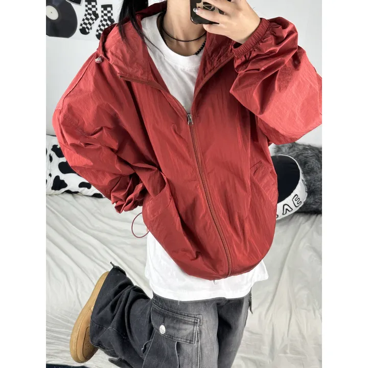 [재진행/UNISEX]고프 후드 루디 컬러 힙 윈드 집업 점퍼(chacoal,wine,blue) 상세 이미지 20