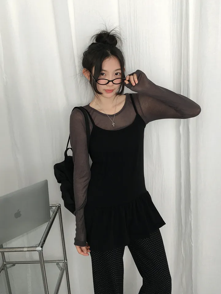 (3일)최저가❣️[레이어드잇템🖤갓성비!/국내제작! 프릴 캉캉 레이어드나시 롱 이너나시 발레코어]  큐트프릴레이어드롱나시 상세 이미지 30