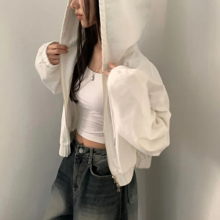 [얼굴소멸/핏잡혀있는] 루니 코튼 루즈핏 후드 집업 점퍼  크롭 후드 자켓 상세 이미지 12