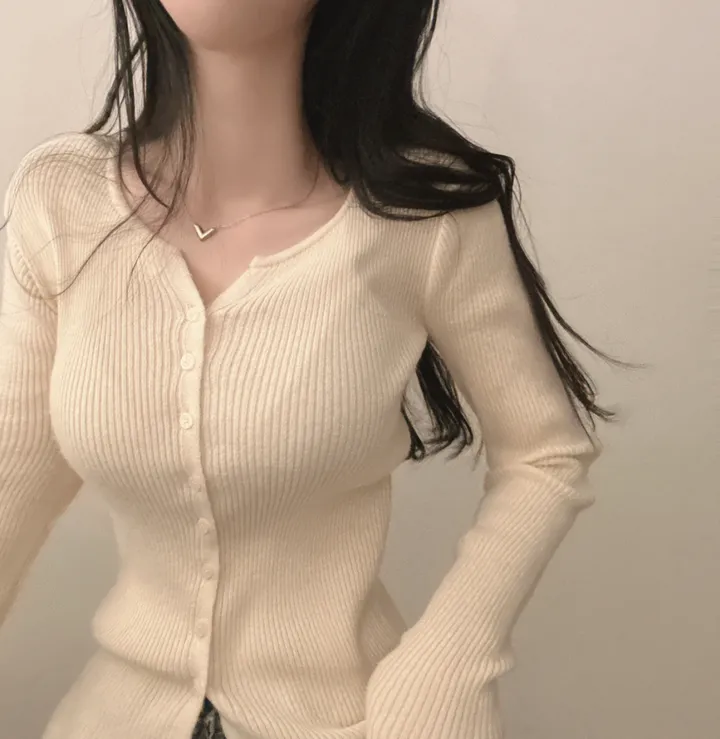 [부들소재,퀄좋아요!] 데일리핏~ 슬림 골지 단추 니트 가디건 5color 상세 이미지 6
