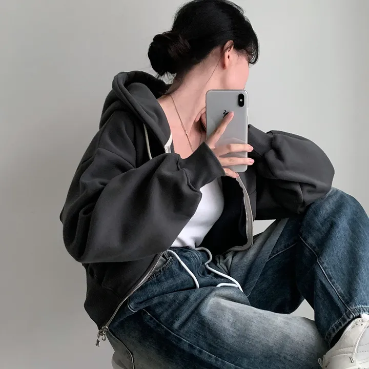 [완전인기✨/백염컬러 당일출고!] 자체제작 크치Made 꿈에 나온 핏, 투웨이 양기모 크롭 후드집업 ver 아우터 자켓 - zipup 상세 이미지 184