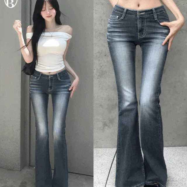 [티안나는골반패드🖤/핏보장] 카히 워싱 뒷포켓 부츠컷 팬츠 데님 골반패드 골반뽕 쫀쫀 스판 롱 청바지 힙딥커버 힙업 몸매보정 슬림핏 말라핏 데일리 데이트 간절기팬츠 사계절템