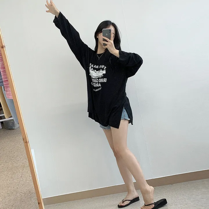 [내가찾던 박시여리핏!]여름긴팔 루즈핏 레터링 라운드 레일 긴팔t 2col 상세 이미지 26
