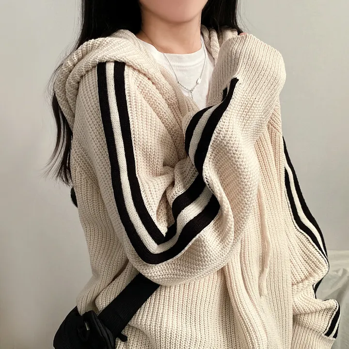 [넉넉/오버핏!] 두줄 니트 투웨이 후드집업 4color 상세 이미지 19