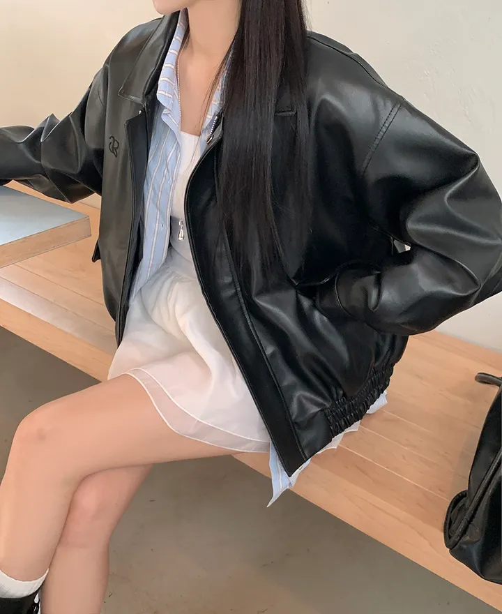 *아방졸귀핏* 오버핏 루즈핏 라이더 자켓 레더 자켓 레더 점퍼 라이더 점퍼 상세 이미지 4