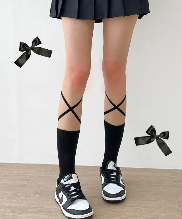 ❤베스뚜❤ 묶음할인! 데일리 하이틴룩! 오버니삭스 레이어드 양말//리본스트랩 골지 양말