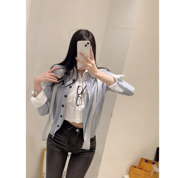 [컬러추가/👍원단GOOD👍] 젤리 스트라이프 숄 가디건(8color) 상세 이미지 23