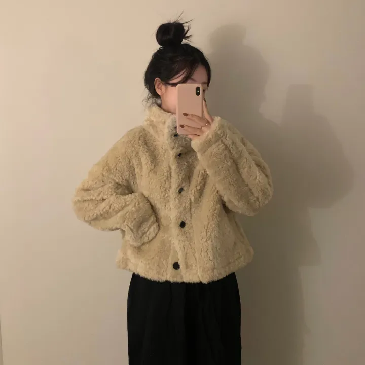 [문의폭주🐻] 베어 버튼 뽀글이 퍼 숏코트 자켓 / 누빔 코트 자켓 - 3color 상세 이미지 5