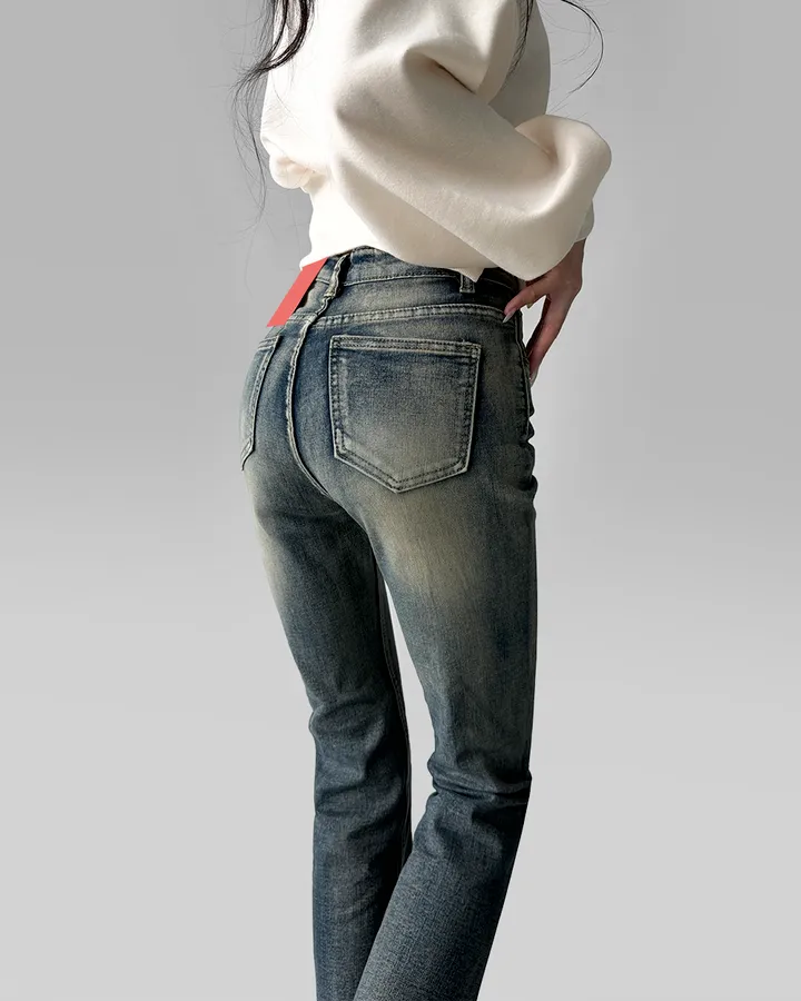 [~3XL/3기장] 뽀얀핏 스머징 텍스쳐 빈티지 워싱 쫀득 스판 부츠컷 데님 팬츠 바지 청바지 상세 이미지 50