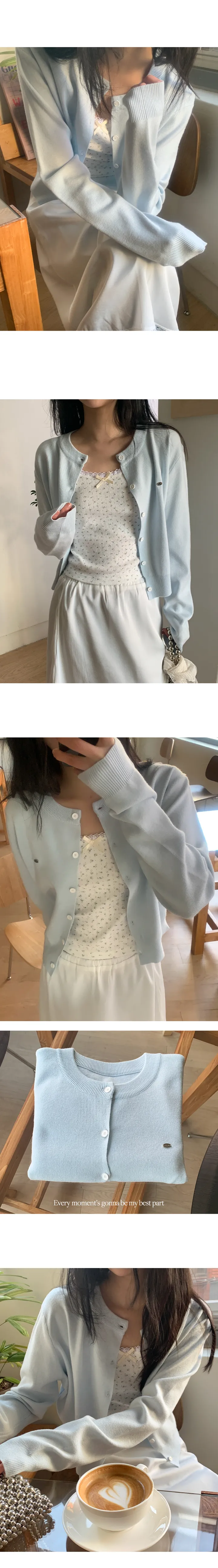 [블루당일/인기폭주🌸/레이어드/촉감굿/부드러워요!] 알퐁소 여리핏 버튼 라운드 긴팔 니트 가디건 상세 이미지 3