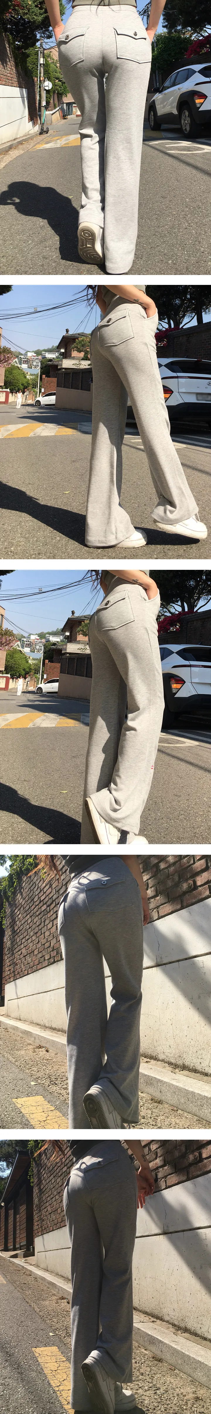 [강추템/핏보장] 힙업 포켓 부츠컷 롱팬츠 허리밴딩 코튼 트레이닝 데일리/힙무드/체육대회 상세 이미지 4