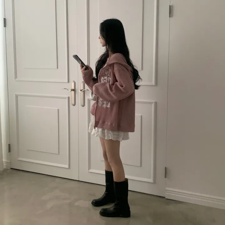 [색감맛집/국내제작🤍] 트밍 골지 투웨이 오버핏 후드집업,점퍼 - 4color 상세 이미지 27