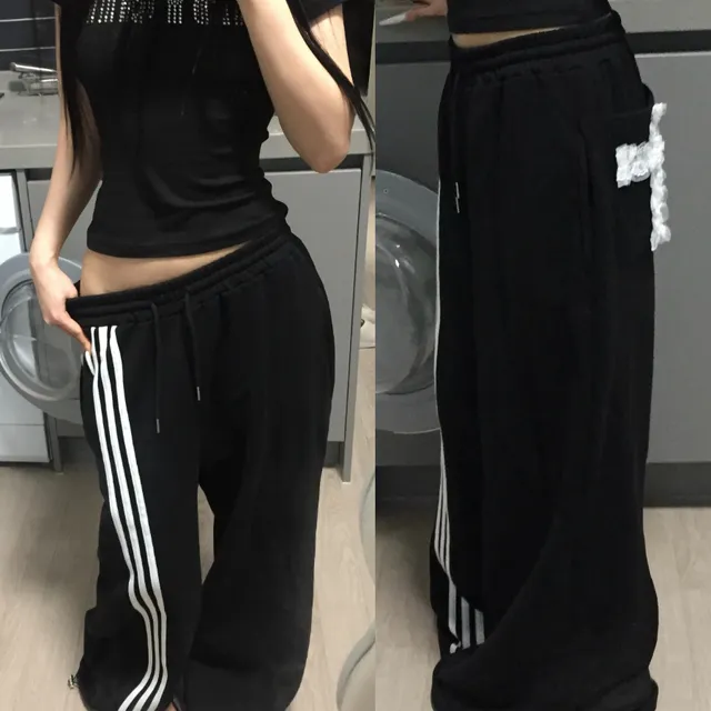 [🏆1천장판매/MADE] [레이스포인트/골넓핏] Jenz 투웨이 와이드 트랙 레이스 트레이닝 롱 팬츠 - Black