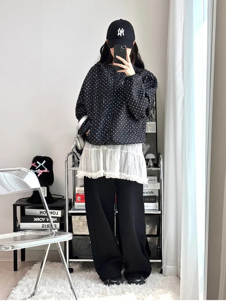 💝인기아우터💝주문폭주[봄아우터] 엔티JP 엠보 도트 후드 집업 /떙땡이/바람막이/봄/여름/아우터/얇은집업 - 2color 상세 이미지 27