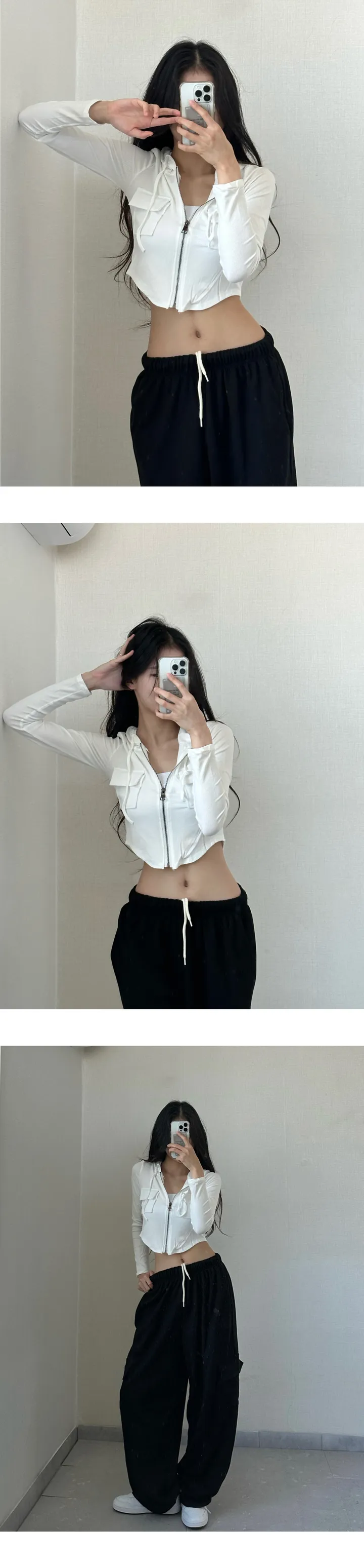 당일🚀 [ 2개 묶음할인,모델소장]  y2k 힙카고 투포켓 슬림 U라인 후드 집업 상세 이미지 17