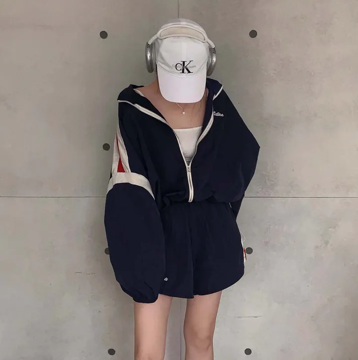 [✨2천장돌파✨]최애핏, 바스락 오버핏 바람막이 배색 집업 반바지 트레이닝 투피스 세트 상세 이미지 19