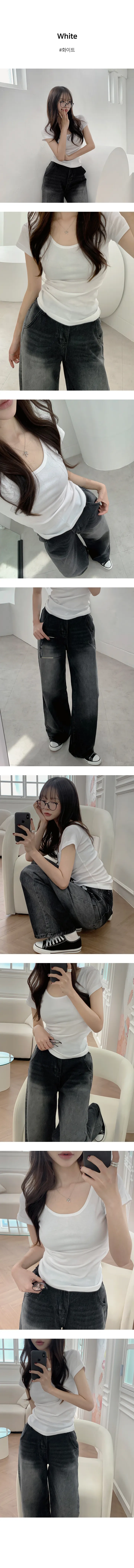 [빠른출발🚀/날씬해보이는!] 팔뚝커버 반팔티 t (4color) (기본티/반팔티/흰티/검정티/여름티/무지티/레이어드티) 상세 이미지 4