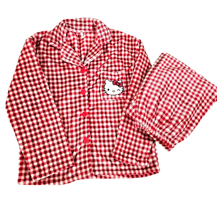윙크 키티 체크 수면 잠옷 겨울 파자마 홈웨어 (2color) 상세 이미지 10