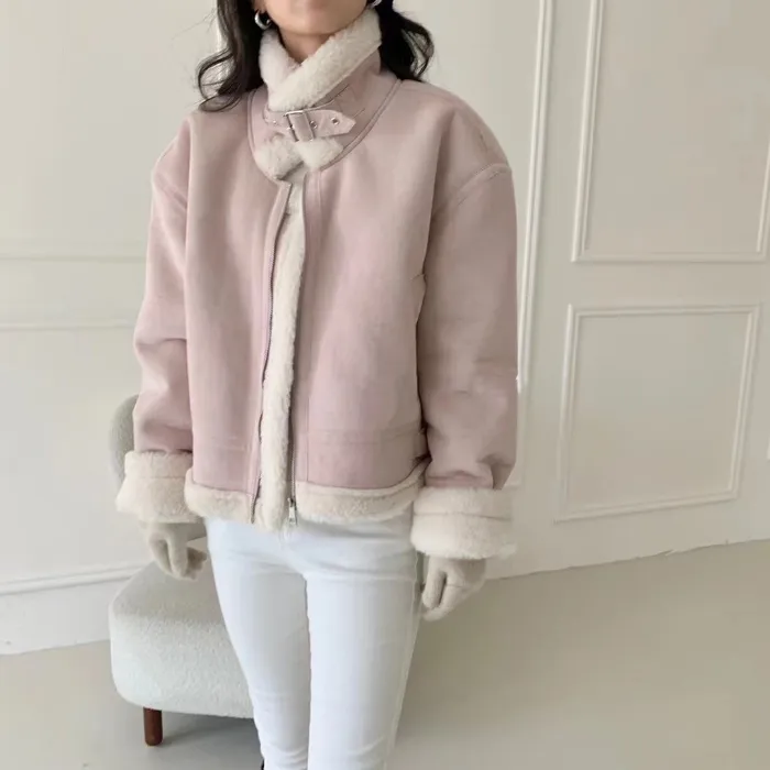 히놀라 ❤️스웨이드 하이넥 숏 무스탕 3color 상세 이미지 21