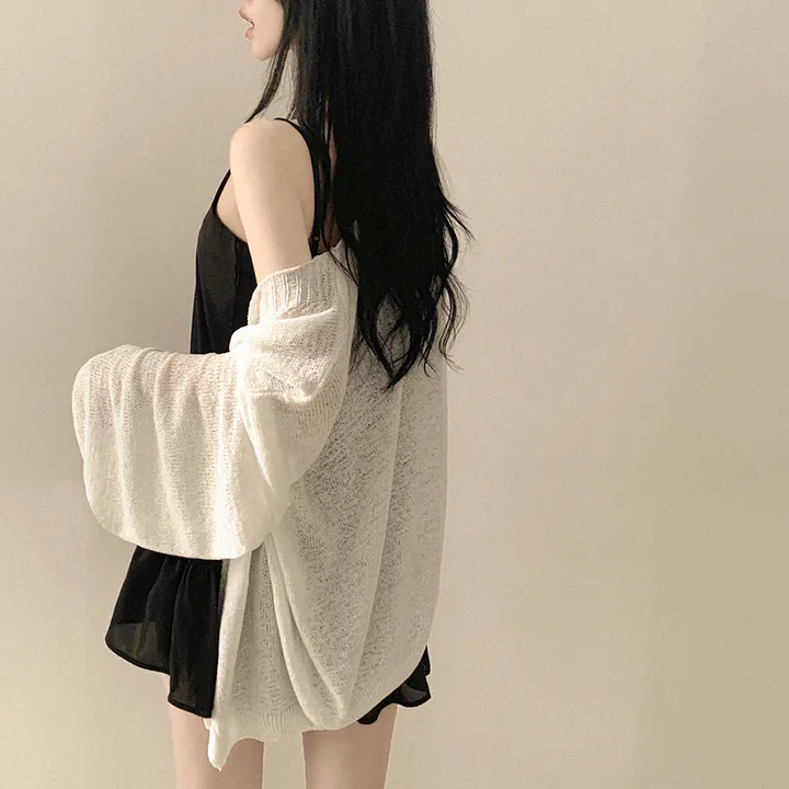 [햇빛차단☀️/왕오버핏!] 보호본능 왕박시 브이넥 여름 벌룬 가디건 빅사이즈 체형커버 살안타템 여행룩 상세 이미지 16