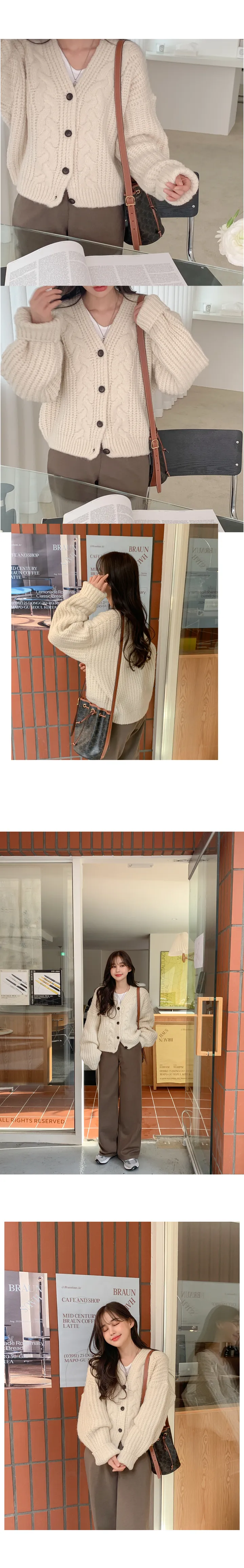 [고퀄리티/울소재]베어링 도톰 울 크롭 가디건 (4color) 상세 이미지 9