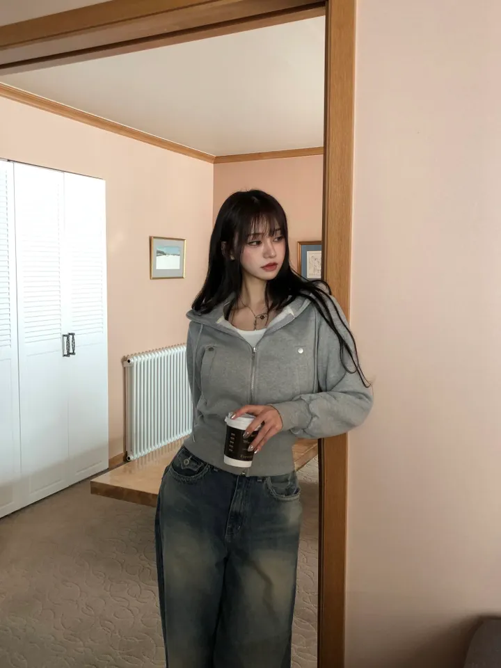 [당일발송🚀/허리보정!] 밴딩 포켓 크롭 후드집업 슬림핏 집업 상세 이미지 30