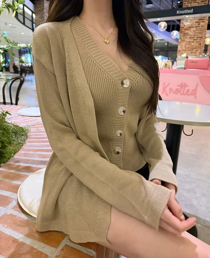 여리 썸머 브이넥 나시 가디건 세트 상세 이미지 10