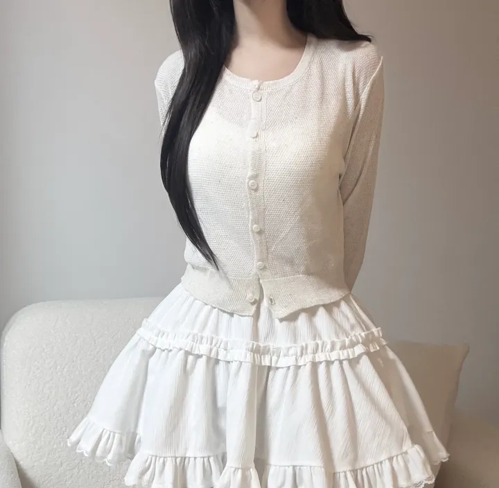 [여름까지/벚꽃룩] 린넨 간절기 크롭 기본 라운드 가디건 상세 이미지 24