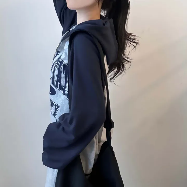 오늘출발🤎 [오버핏/투웨이~] 스테이트,오버핏 레터링 투웨이 배색 후드 집업 [4color] 상세 이미지 20