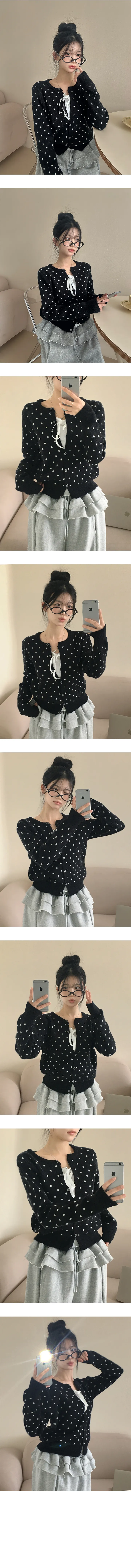 *묶음할인[땡땡이/포인트템🖤] 유니크함 가득, 프링 도트 니트 가디건 상세 이미지 10
